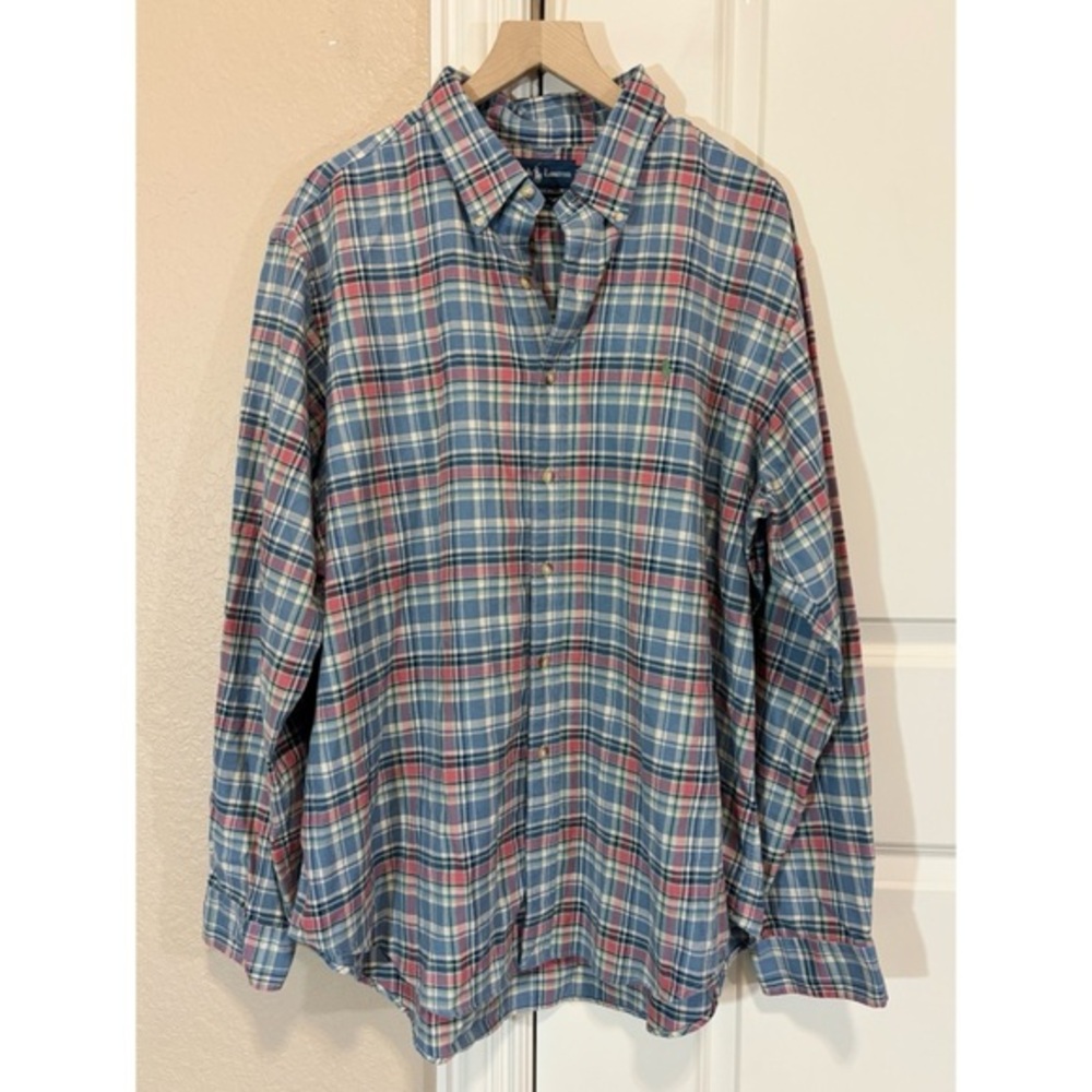 Ralph Lauren Checkered Plaid Flannel Button Down Mens XXL